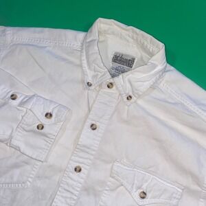 White Button-Down Men's Shirt - Classic Workwear Style